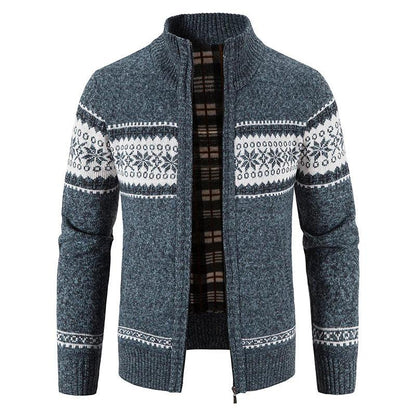 Herren Strickjacke mit Reißverschluss und Stehkragen-Men Cardigans-Alpenkind