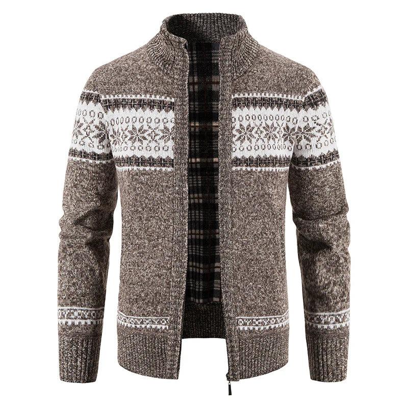 Herren Strickjacke mit Reißverschluss und Stehkragen-Men Cardigans-Alpenkind