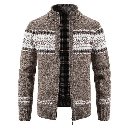 Herren Strickjacke mit Reißverschluss und Stehkragen-Men Cardigans-Alpenkind