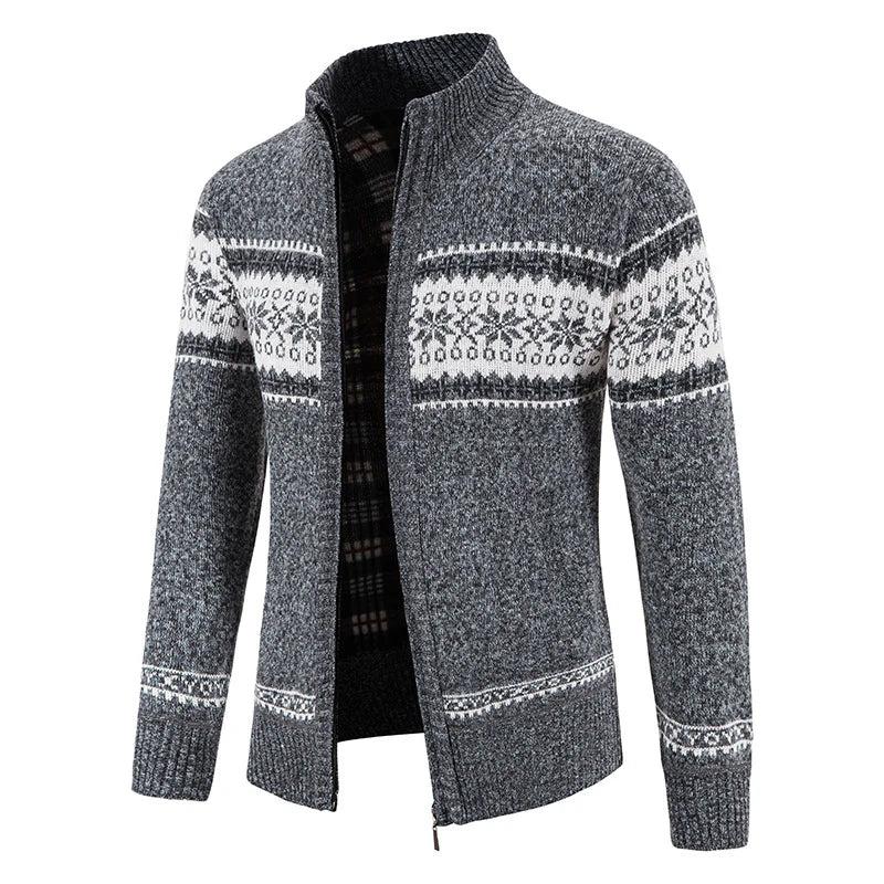 Herren Strickjacke mit Reißverschluss und Stehkragen-Men Cardigans-Alpenkind