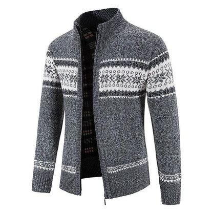 Herren Strickjacke mit Reißverschluss und Stehkragen-Men Cardigans-Alpenkind