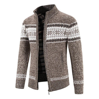 Herren Strickjacke mit Reißverschluss und Stehkragen-Men Cardigans-Alpenkind
