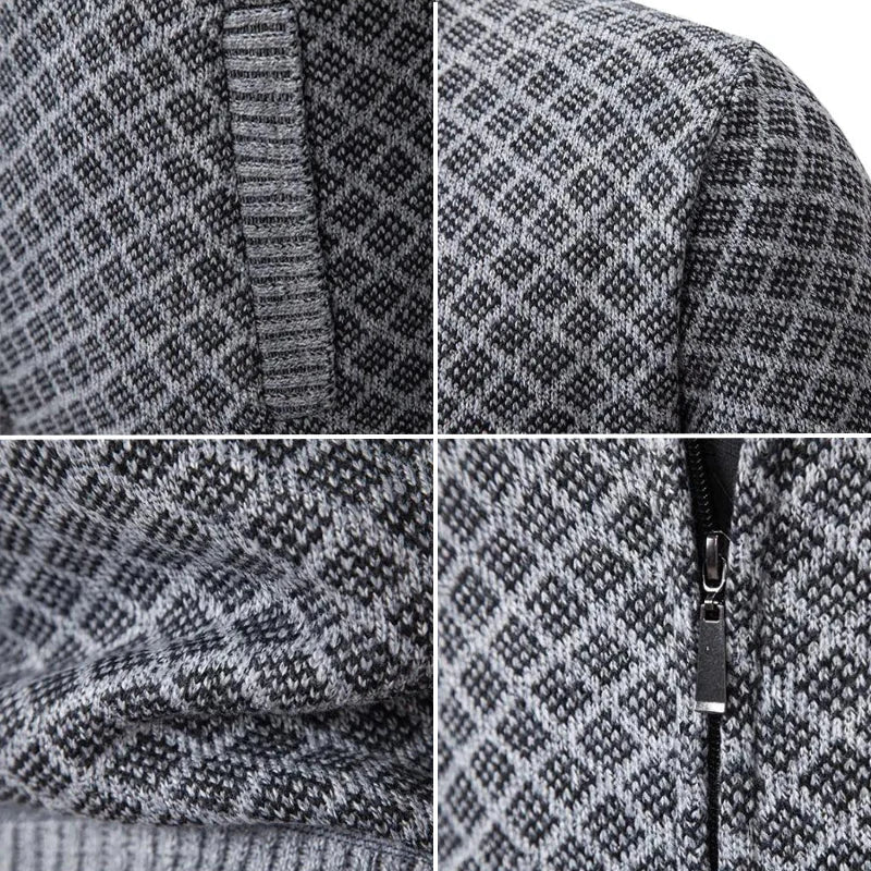 Herren Strickjacke mit Reißverschluss und Stehkragen-Men Sweaters-Alpenkind