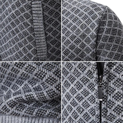 Herren Strickjacke mit Reißverschluss und Stehkragen-Men Sweaters-Alpenkind