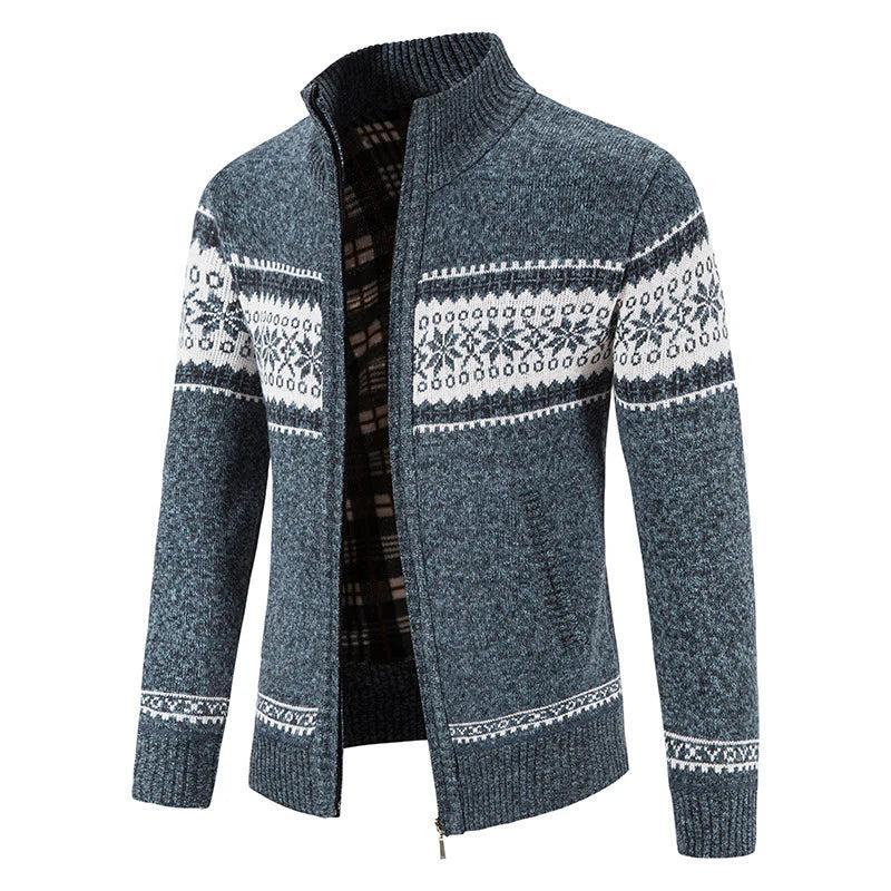 Herren Strickjacke mit Reißverschluss und Stehkragen-Men Cardigans-Alpenkind