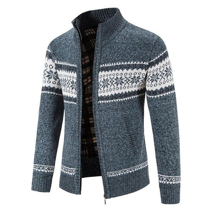 Herren Strickjacke mit Reißverschluss und Stehkragen-Men Cardigans-Alpenkind