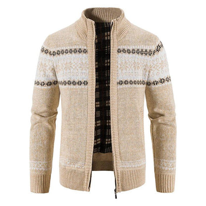 Herren Strickjacke mit Reißverschluss und Stehkragen-Men Cardigans-Alpenkind