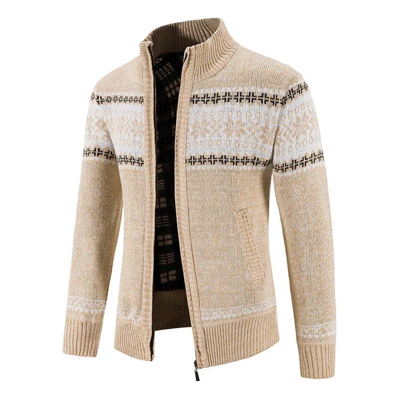 Herren Strickjacke mit Reißverschluss und Stehkragen-Men Cardigans-Alpenkind