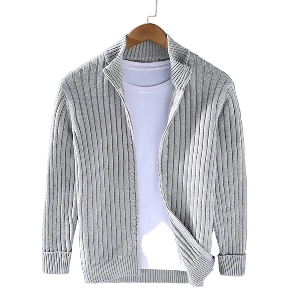 Herren Strickjacke mit Reißverschluss und Stehkragen-Men Sweaters-Alpenkind