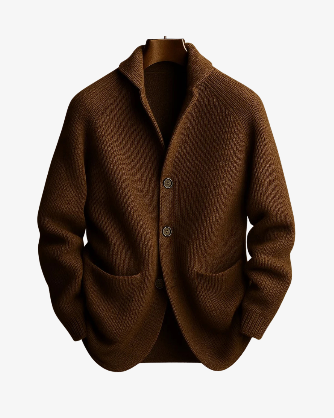 Herren-Strickjacke mit Rippenstruktur und Schalkragen-Cardigan for men-Alpenkind