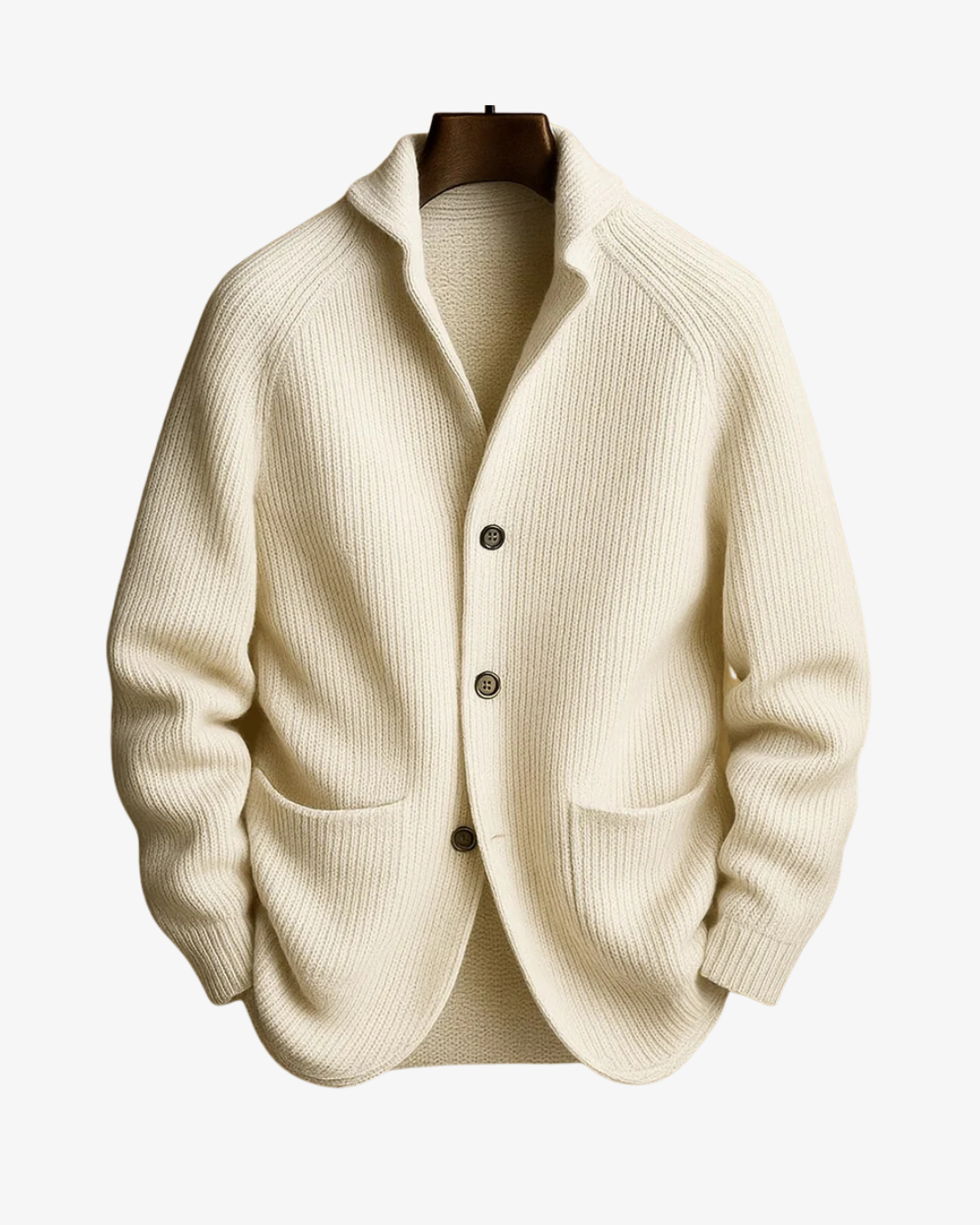 Herren-Strickjacke mit Rippenstruktur und Schalkragen-Cardigan for men-Alpenkind