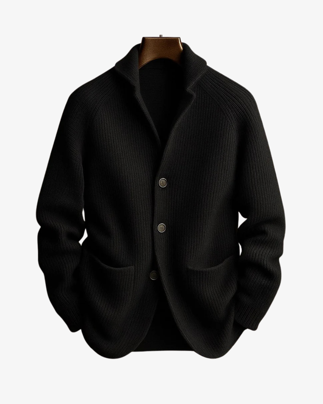 Herren-Strickjacke mit Rippenstruktur und Schalkragen-Cardigan for men-Alpenkind