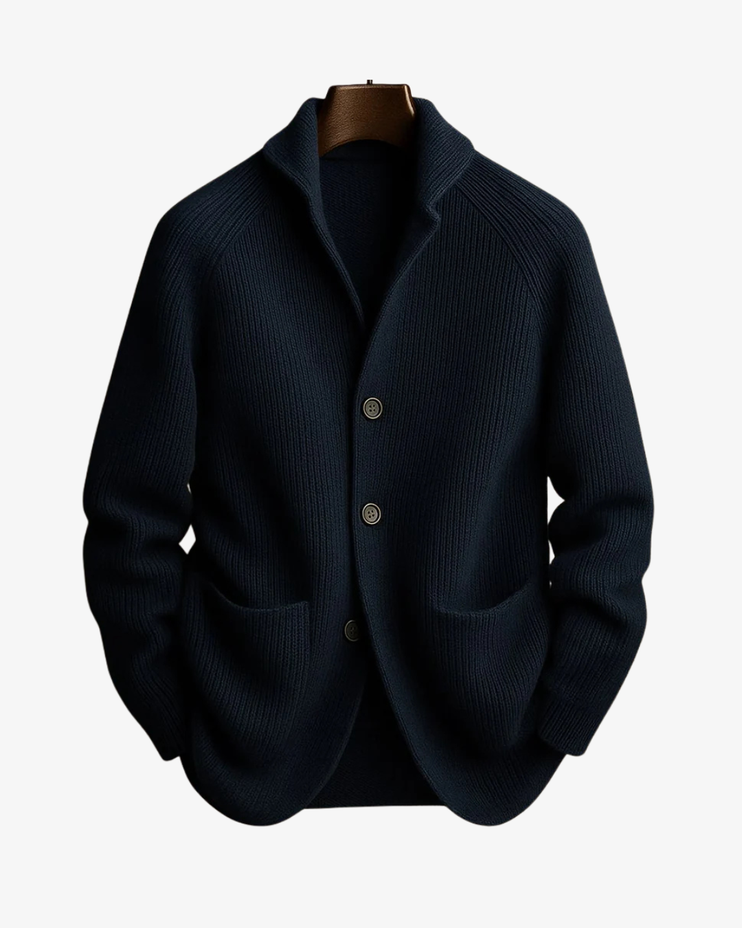 Herren-Strickjacke mit Rippenstruktur und Schalkragen-Cardigan for men-Alpenkind