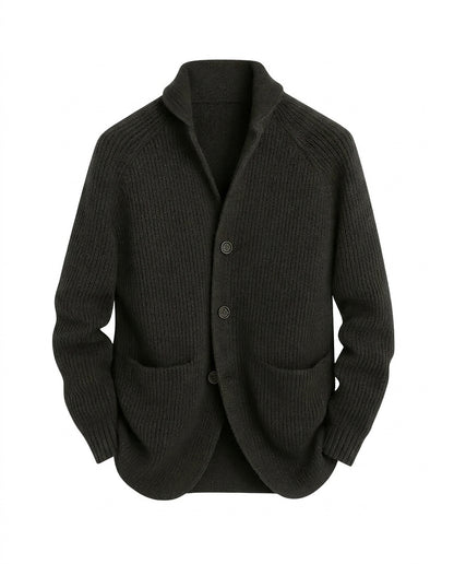 Herren-Strickjacke mit Rippenstruktur und Schalkragen-Cardigan for men-Alpenkind