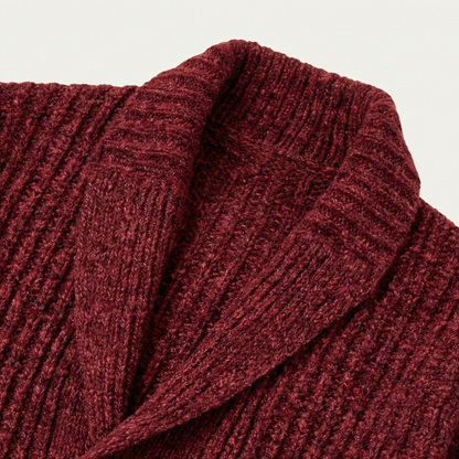 Herren-Strickjacke mit Schalkragen und grobem Strickmuster-Cardigan for men-Alpenkind