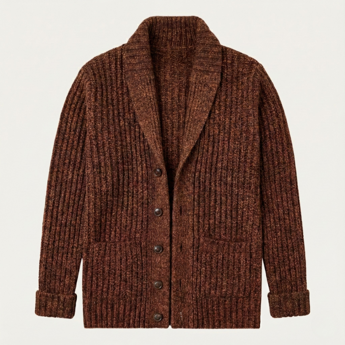 Herren-Strickjacke mit Schalkragen und grobem Strickmuster-Cardigan for men-Alpenkind
