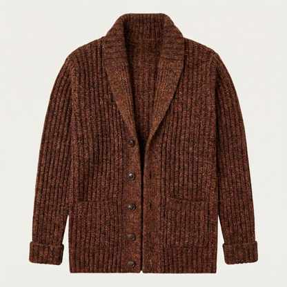 Herren-Strickjacke mit Schalkragen und grobem Strickmuster-Cardigan for men-Alpenkind