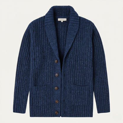 Herren-Strickjacke mit Schalkragen und grobem Strickmuster-Cardigan for men-Alpenkind