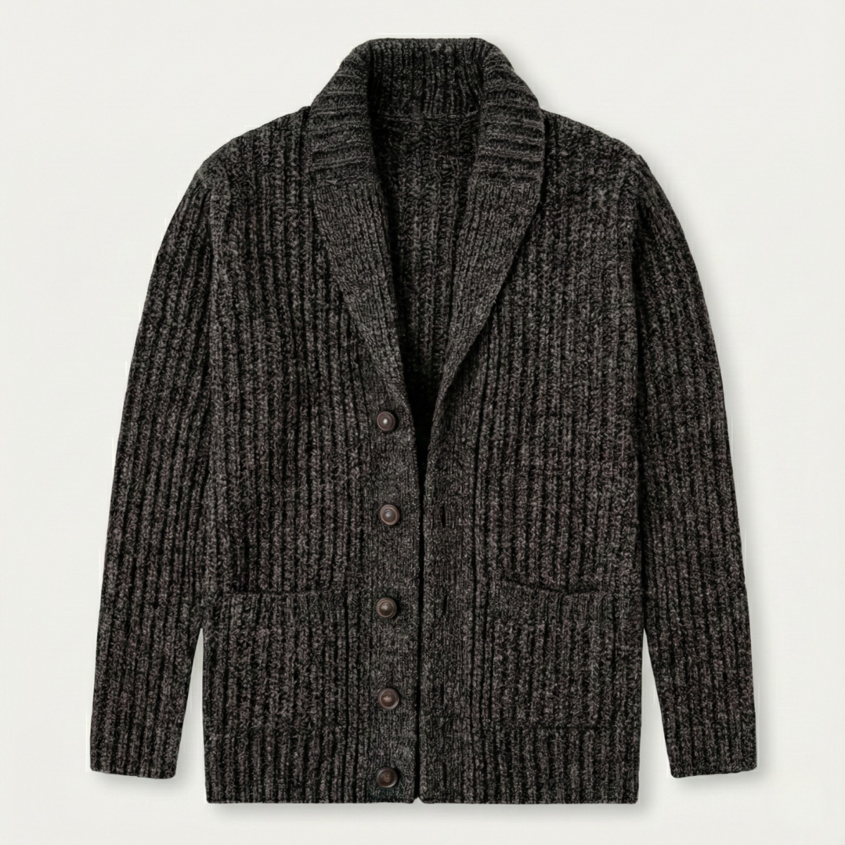 Herren-Strickjacke mit Schalkragen und grobem Strickmuster-Cardigan for men-Alpenkind