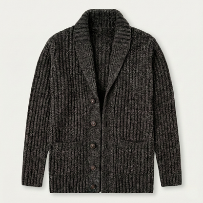 Herren-Strickjacke mit Schalkragen und grobem Strickmuster-Cardigan for men-Alpenkind