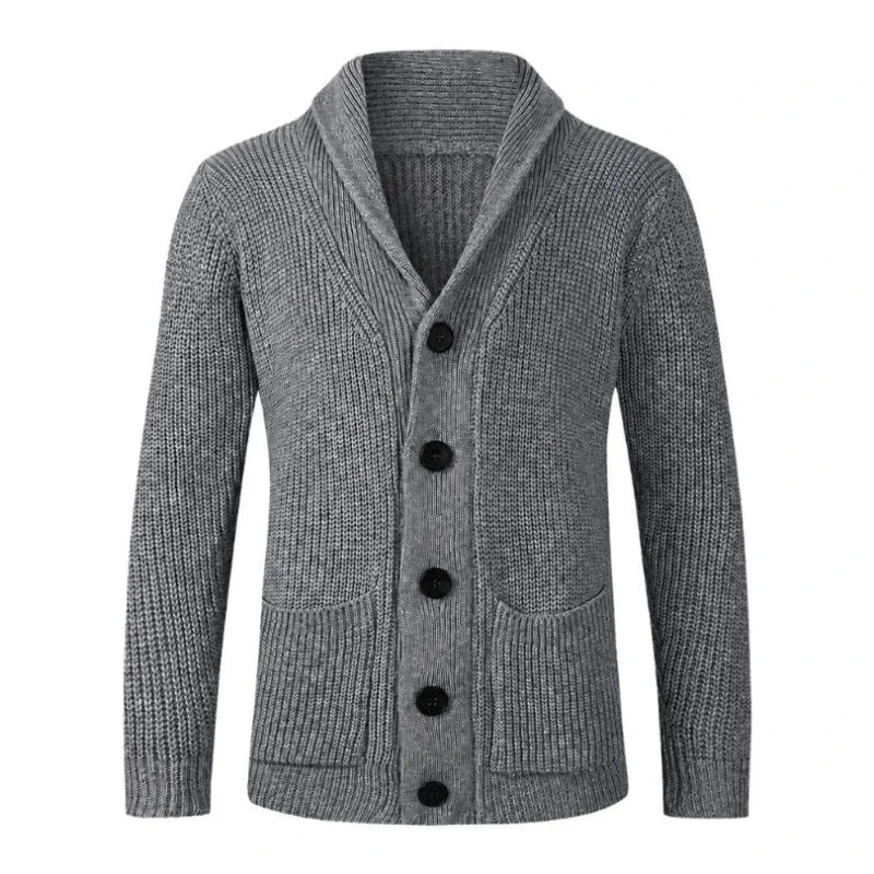 Herren Strickjacke mit Schalkragen und Knopfleiste-Cardigan for men-Alpenkind