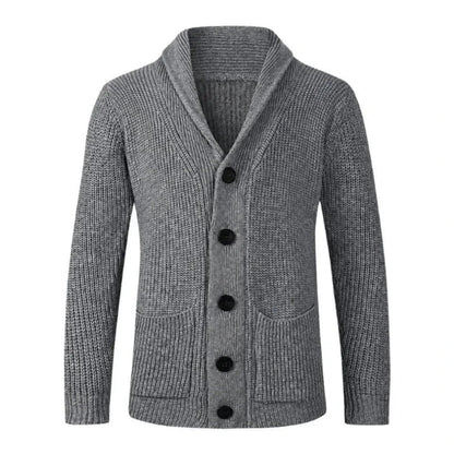 Herren Strickjacke mit Schalkragen und Knopfleiste-Cardigan for men-Alpenkind