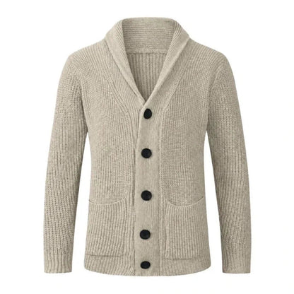 Herren Strickjacke mit Schalkragen und Knopfleiste-Cardigan for men-Alpenkind