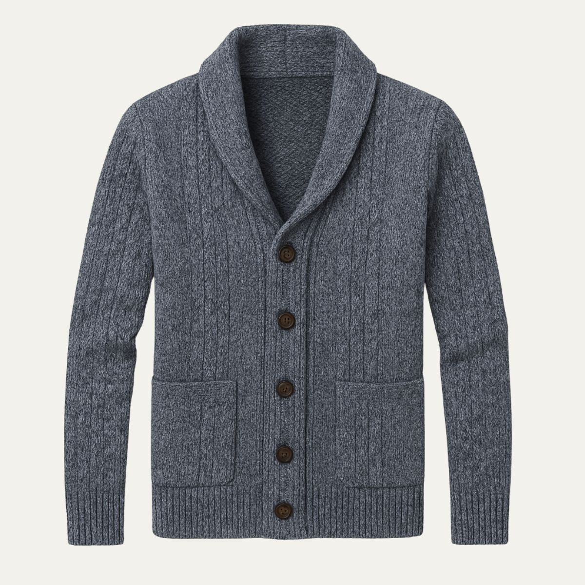 Herren-Strickjacke mit Schalkragen und Zopfmuster-Cardigan for men-Alpenkind