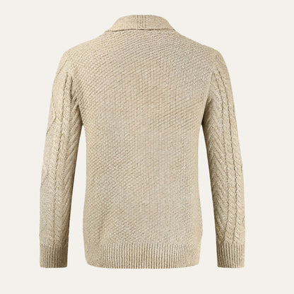 Herren-Strickjacke mit Schalkragen und Zopfmuster-Cardigan for men-Alpenkind