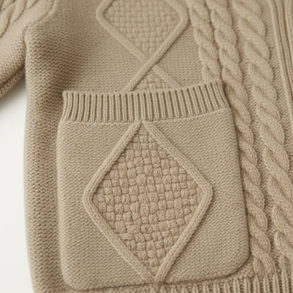 Herren-Strickjacke mit Schalkragen und Zopfmuster-Cardigan for men-Alpenkind