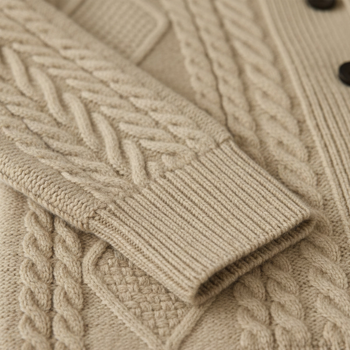 Herren-Strickjacke mit Schalkragen und Zopfmuster-Cardigan for men-Alpenkind