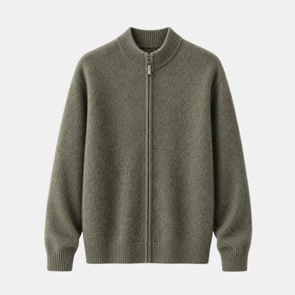 Herren-Strickjacke mit Stehkragen und durchgehendem Reißverschluss-Jackets for men-Alpenkind