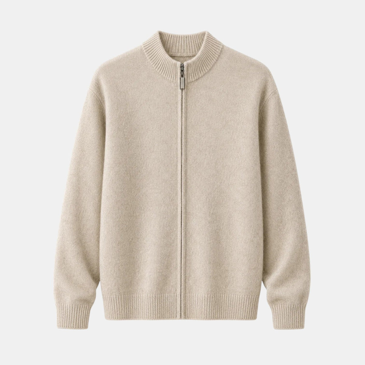 Herren-Strickjacke mit Stehkragen und durchgehendem Reißverschluss-Jackets for men-Alpenkind