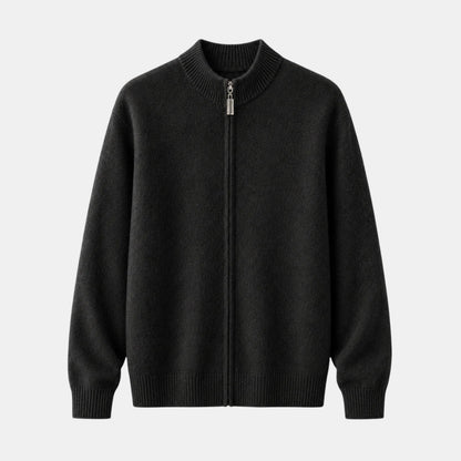 Herren-Strickjacke mit Stehkragen und durchgehendem Reißverschluss-Jackets for men-Alpenkind