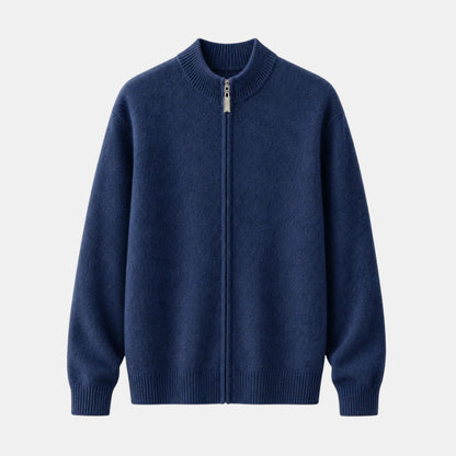 Herren-Strickjacke mit Stehkragen und durchgehendem Reißverschluss-Jackets for men-Alpenkind