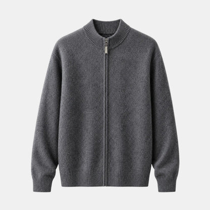 Herren-Strickjacke mit Stehkragen und durchgehendem Reißverschluss-Jackets for men-Alpenkind