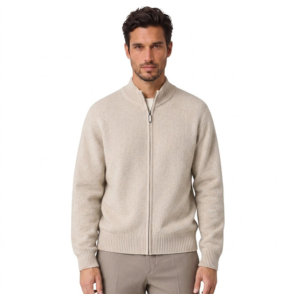 Herren-Strickjacke mit Stehkragen und durchgehendem Reißverschluss-Jackets for men-Alpenkind