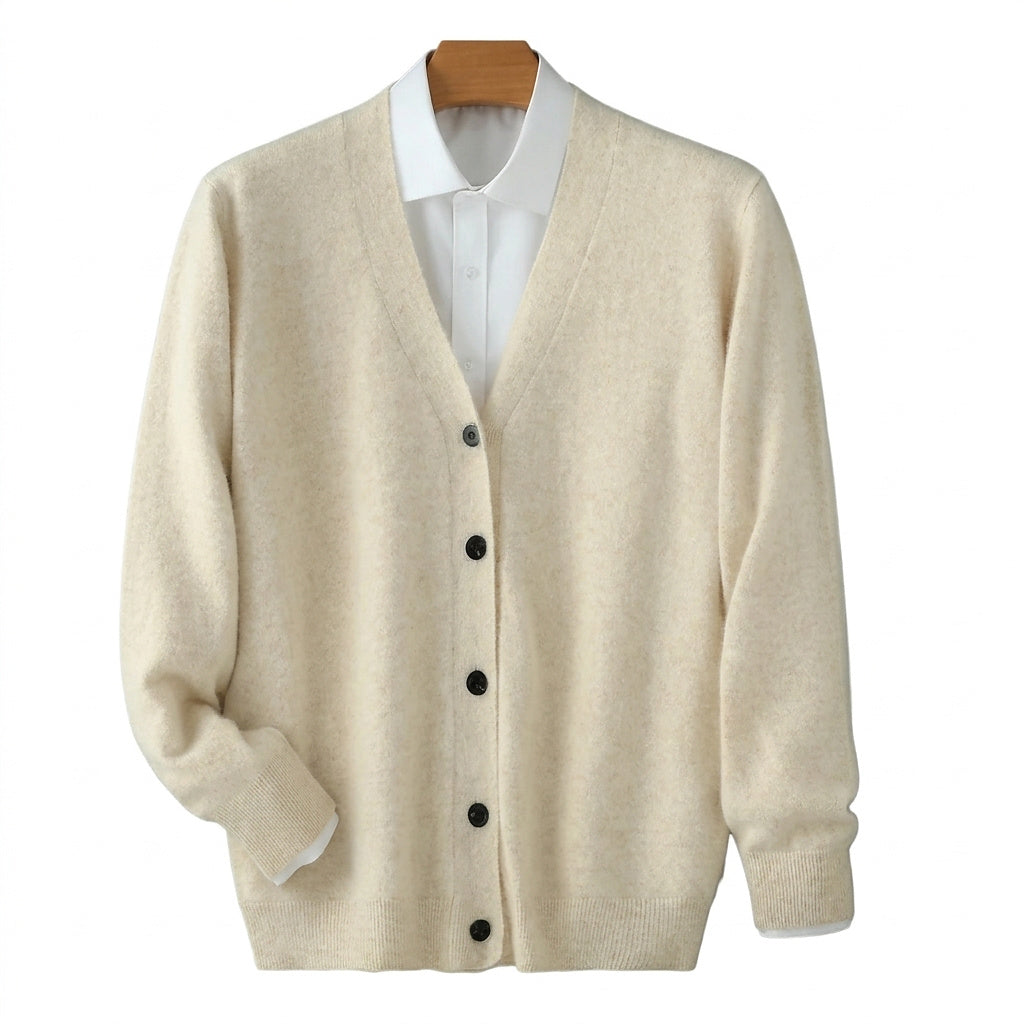 Herren-Strickjacke mit V-Ausschnitt und Knopfleiste-Cardigan for men-Alpenkind