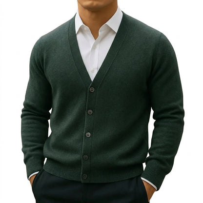 Herren-Strickjacke mit V-Ausschnitt und Knopfleiste-Cardigan for men-Alpenkind