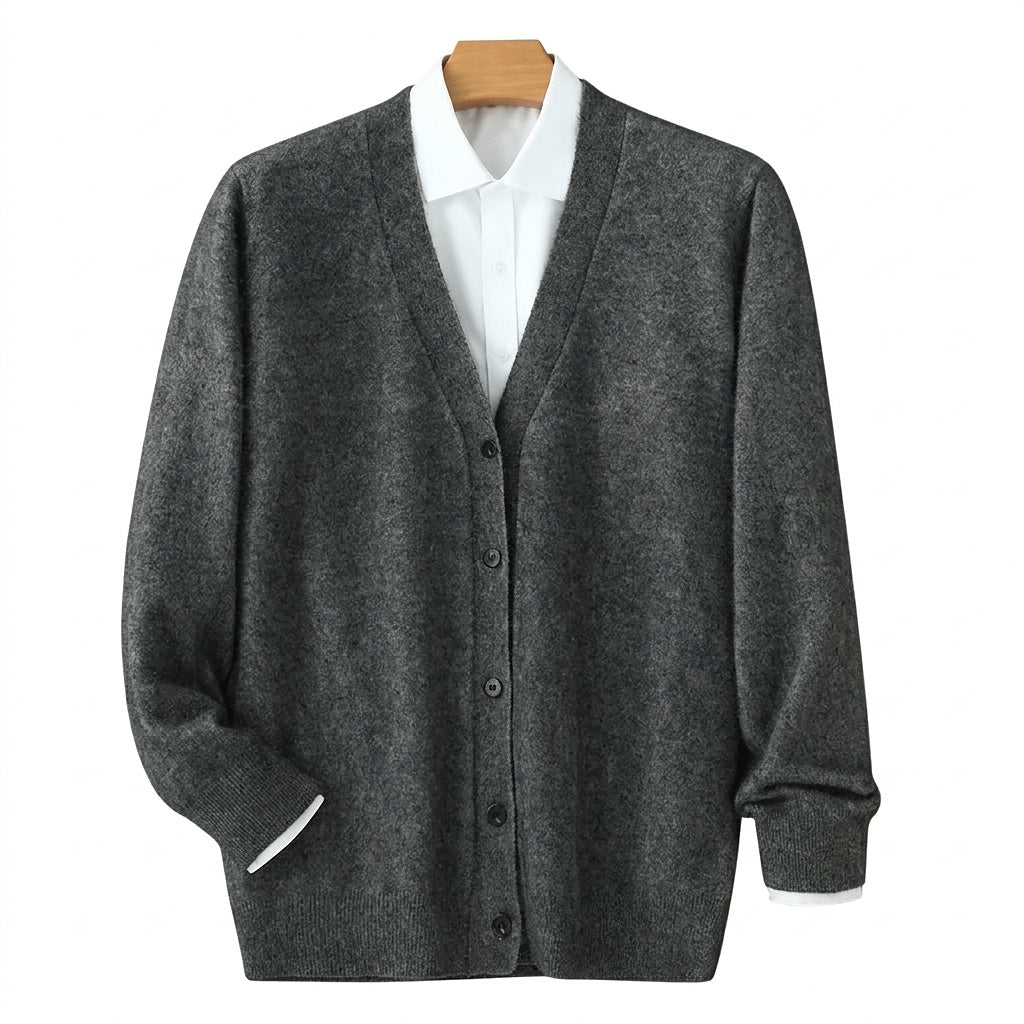 Herren-Strickjacke mit V-Ausschnitt und Knopfleiste-Cardigan for men-Alpenkind