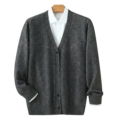 Herren-Strickjacke mit V-Ausschnitt und Knopfleiste-Cardigan for men-Alpenkind