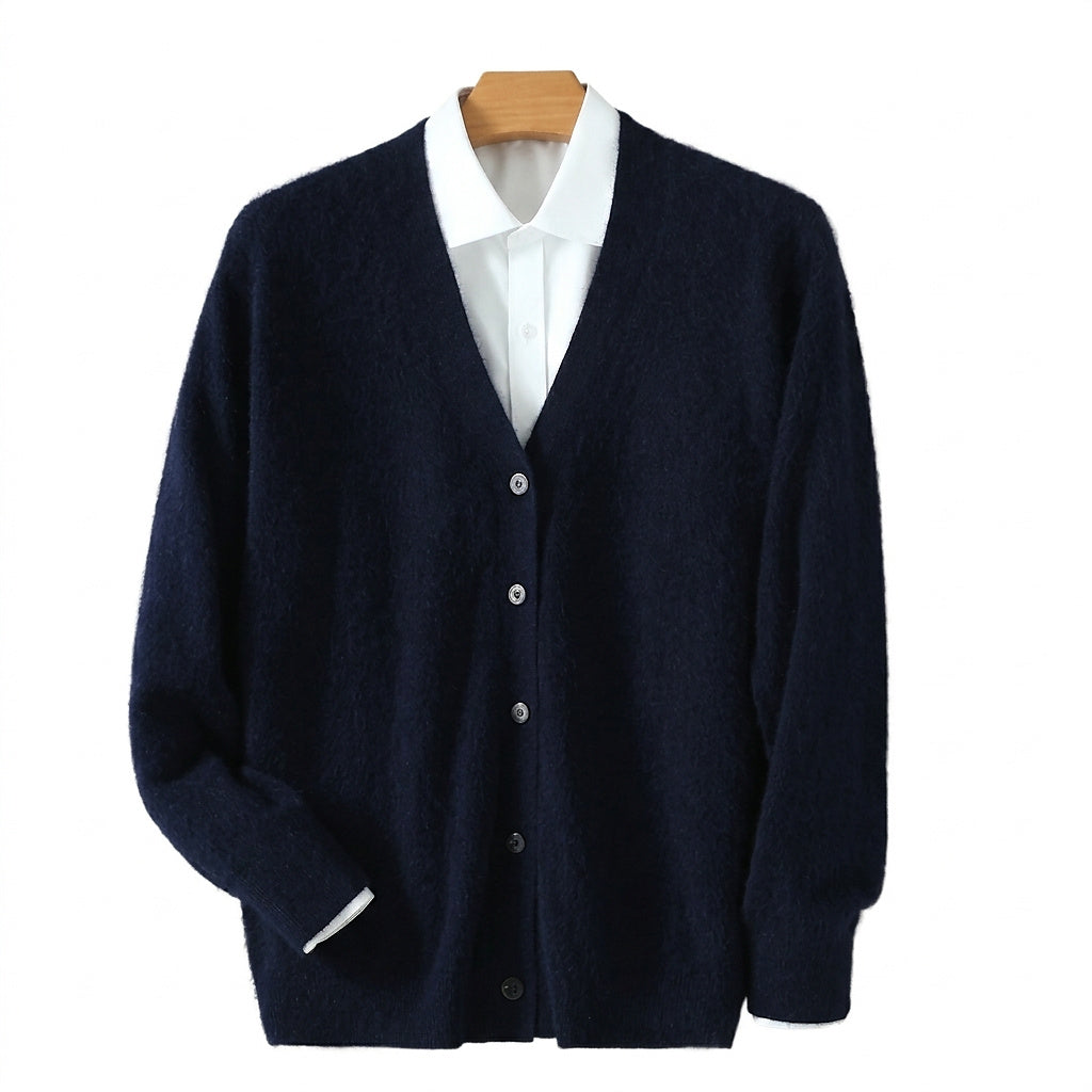 Herren-Strickjacke mit V-Ausschnitt und Knopfleiste-Cardigan for men-Alpenkind