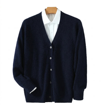 Herren-Strickjacke mit V-Ausschnitt und Knopfleiste-Cardigan for men-Alpenkind