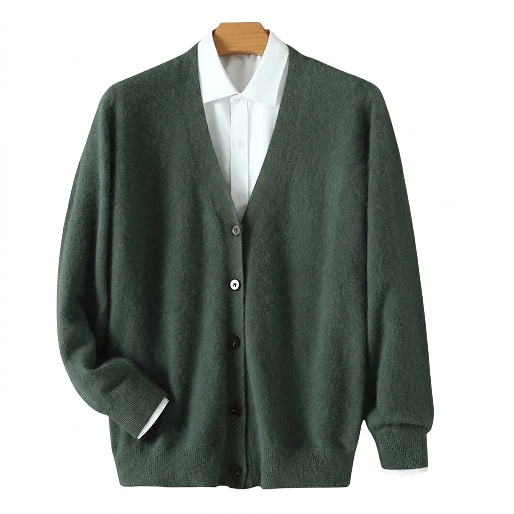 Herren-Strickjacke mit V-Ausschnitt und Knopfleiste-Cardigan for men-Alpenkind