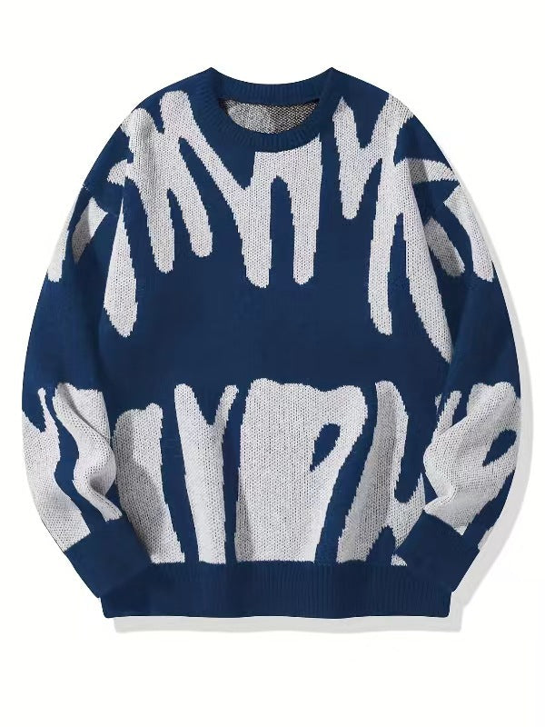 Herren-Strickpullover mit Rundhalsausschnitt und Grafikmuster-Sweaters for men-Alpenkind