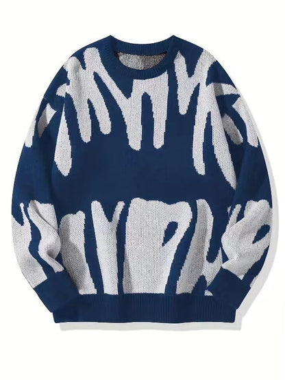 Herren-Strickpullover mit Rundhalsausschnitt und Grafikmuster-Sweaters for men-Alpenkind