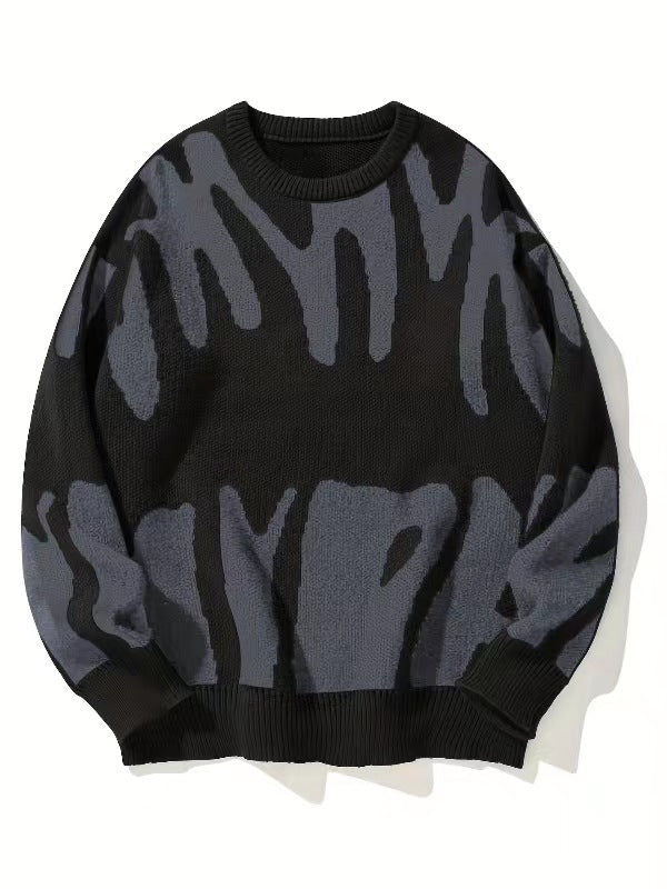 Herren-Strickpullover mit Rundhalsausschnitt und Grafikmuster-Sweaters for men-Alpenkind