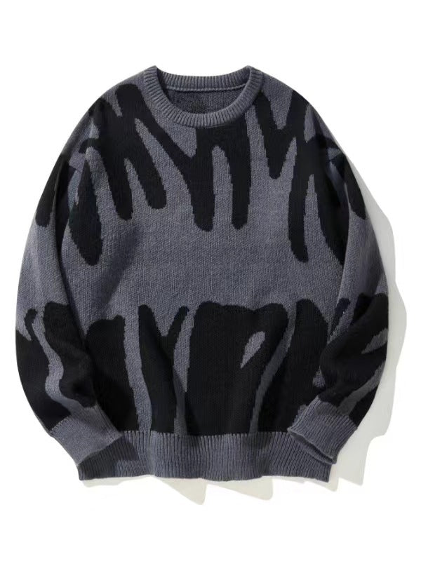 Herren-Strickpullover mit Rundhalsausschnitt und Grafikmuster-Sweaters for men-Alpenkind