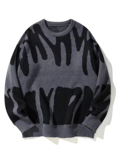Herren-Strickpullover mit Rundhalsausschnitt und Grafikmuster-Sweaters for men-Alpenkind