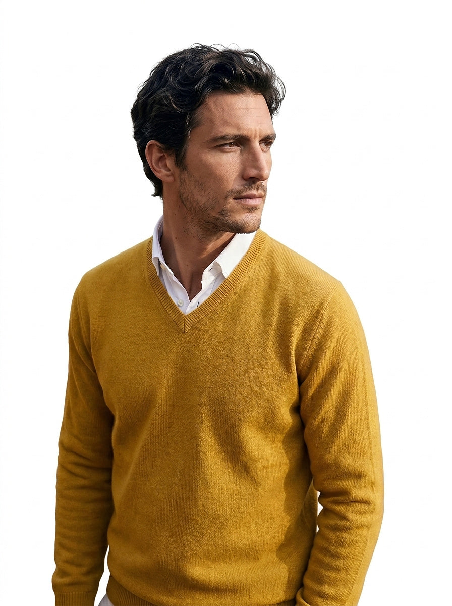 Herren-Strickpullover mit V-Ausschnitt und langen Ärmeln-Sweaters for men-Alpenkind